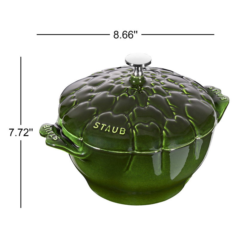 Staub Cast Iron 3-qt Artichoke Cocotte - Basil GreenfStaub Cast